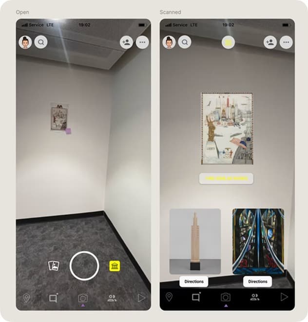 Scanning an exhibit and viewing related directions in AR