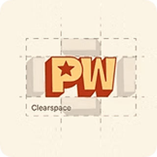 PW monogram mark with clearspace guides